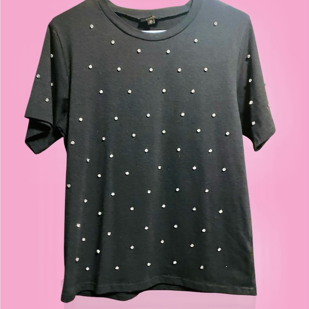Chic Stylish Black Tee with glitter stud